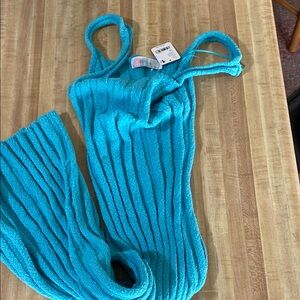 Free People Blue Ribbed Bodycon Maxi Dress